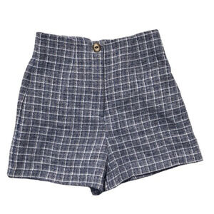 Zara Blue tweeted high waisted shorts. High rise tweeted blue shorts size S.